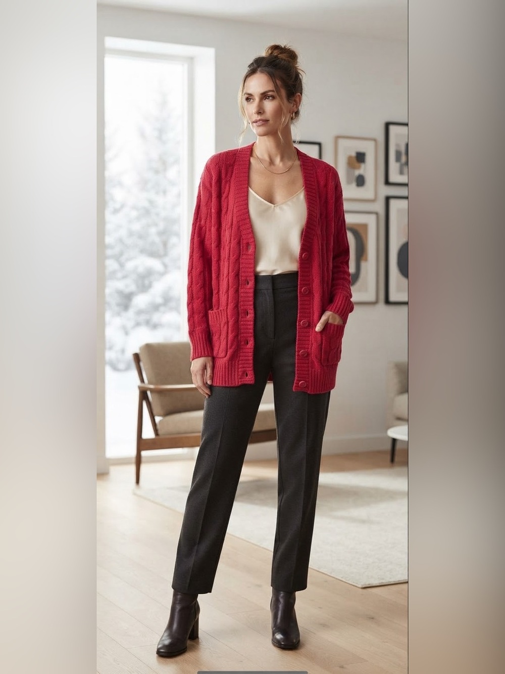 LuLaRoe Vibrant Fuchsia Cable Knit Cardigan
